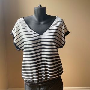 Studio Y Black & White Stripe Blouse